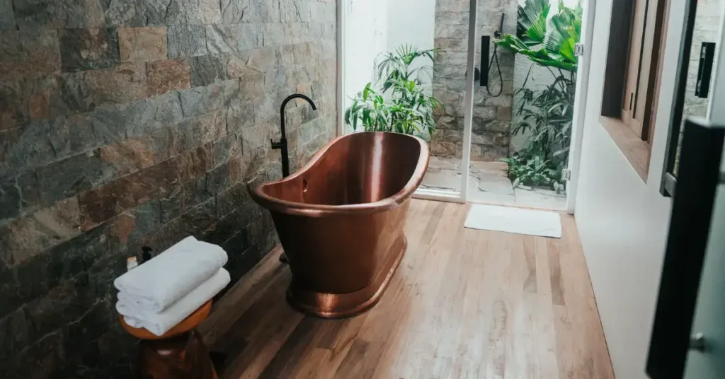 bathroom with big bathtub