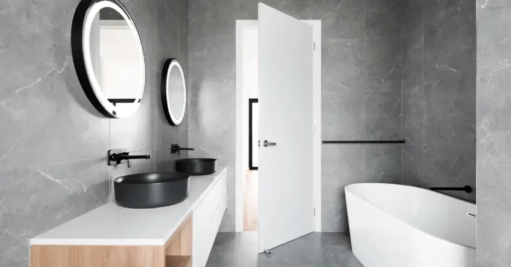 gray wall bathroom