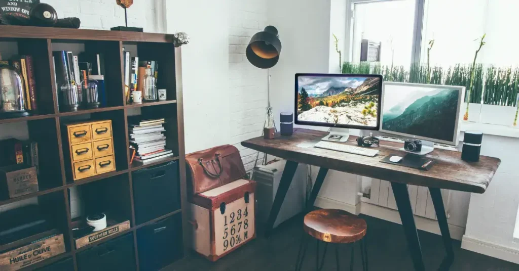 small office with wood