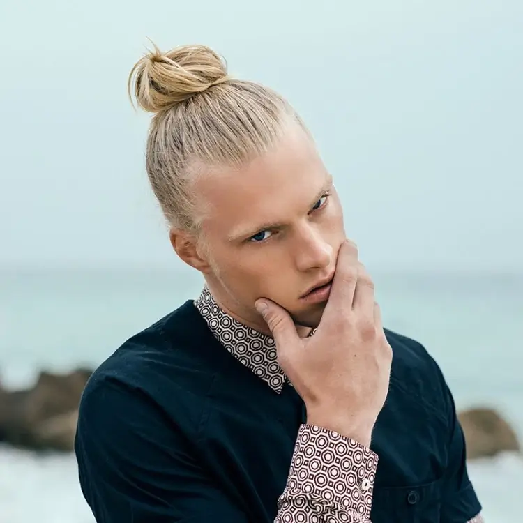 blonde top knot mens hairstyle