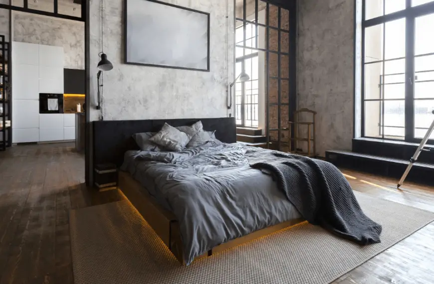 masculine industrial bedroom design